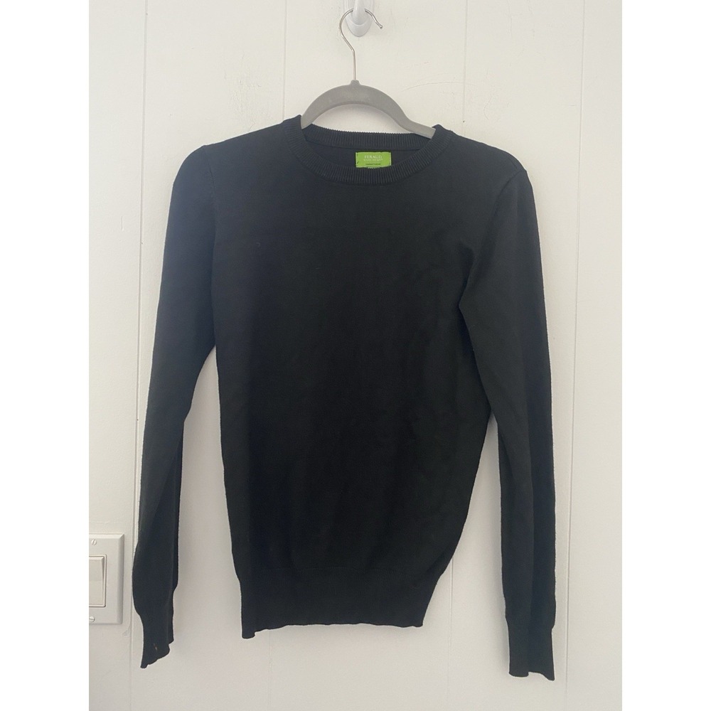 Gianni Feraud Limited Edition Black Crew Neck Knit Sweater Top Women's Size XS